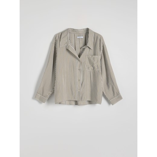 Reserved - Koszula z wiskozą - oliwkowy ze sklepu Reserved w kategorii Koszule damskie - zdjęcie 171932029