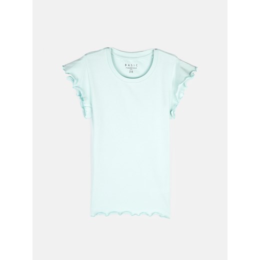 GATE Elastyczny T-shirt z falbankami 34 ze sklepu gateshop w kategorii Bluzki damskie - zdjęcie 171932415