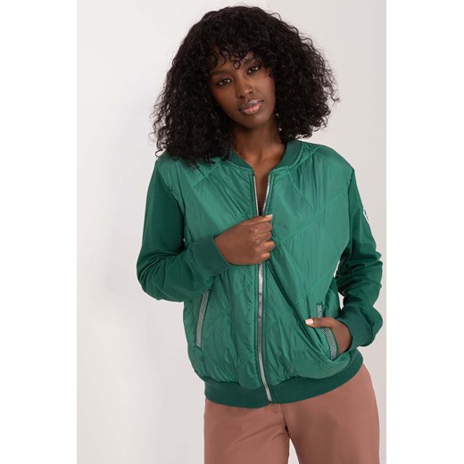 Pikowana damska bluza bomberka z naszywką Relevance zielona ze sklepu 5.10.15 w kategorii Bluzy damskie - zdjęcie 171932959