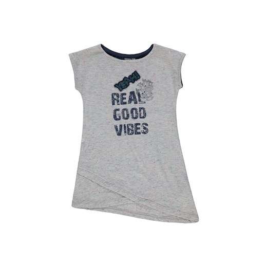 T-shirt z nadrukiem dla dziewczynki szary ze sklepu 5.10.15 w kategorii Bluzki dziewczęce - zdjęcie 171932968