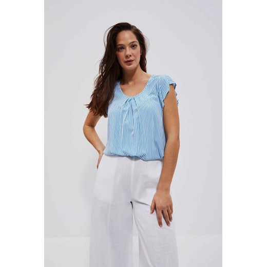 Luźna koszula z krótkim rękawem biało niebieska ze sklepu 5.10.15 w kategorii Bluzki damskie - zdjęcie 171932986