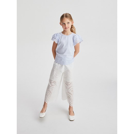 Reserved - Kroszetowe spodnie - biały ze sklepu Reserved w kategorii Spodnie dziewczęce - zdjęcie 171933976