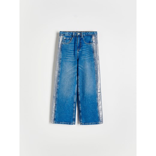 Reserved - Jeansy super wide leg ze zdobieniem - niebieski ze sklepu Reserved w kategorii Spodnie dziewczęce - zdjęcie 171934038