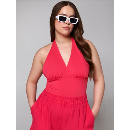 Sinsay - Crop top z wiązaniem - różowy Sinsay L okazja Sinsay