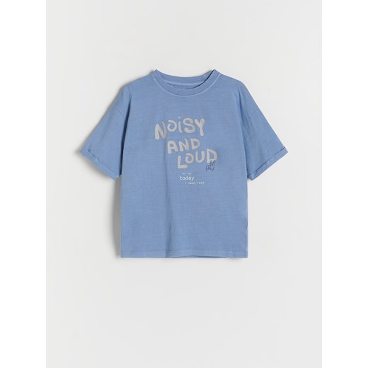 Reserved - T-shirt oversize z nadrukiem - niebieski ze sklepu Reserved w kategorii T-shirty chłopięce - zdjęcie 171938728