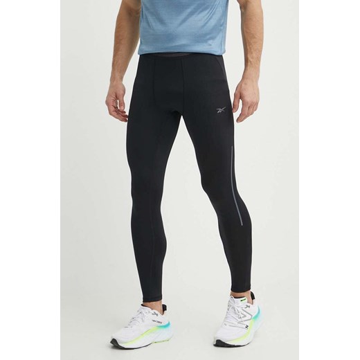 Reebok legginsy do biegania Speed kolor czarny gładkie 100075484 ze sklepu ANSWEAR.com w kategorii Spodnie męskie - zdjęcie 171940278