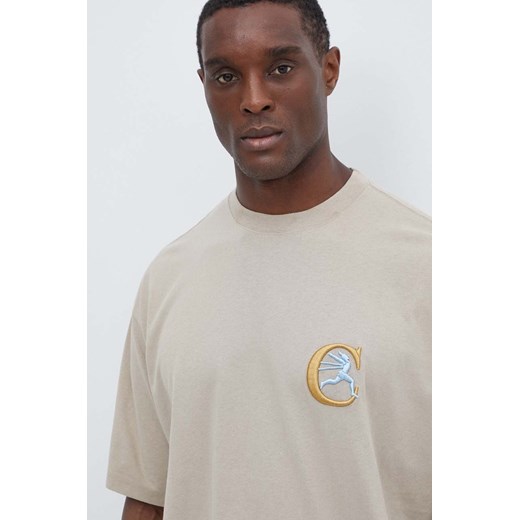 Champion t-shirt bawełniany męski kolor brązowy z aplikacją 219999 ze sklepu ANSWEAR.com w kategorii T-shirty męskie - zdjęcie 171940418