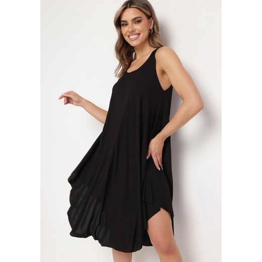 Czarna Rozkloszowana Sukienka z Bawełny Tesaxelle ze sklepu Born2be Odzież w kategorii Sukienki - zdjęcie 171942025