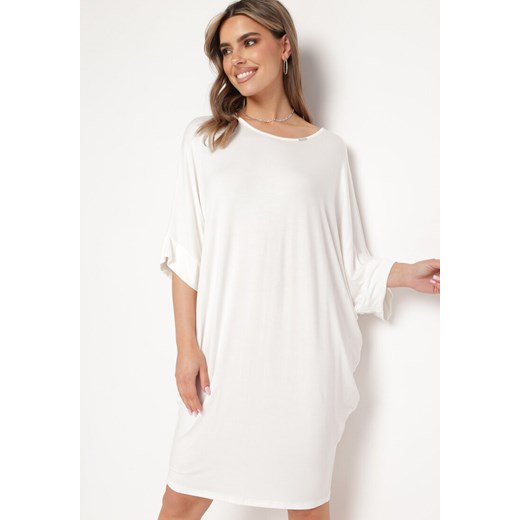 Biała Wiskozowa Sukienka w Stylu T-shirt z Krótkim Rękawem Fianessa ze sklepu Born2be Odzież w kategorii Sukienki - zdjęcie 171942205