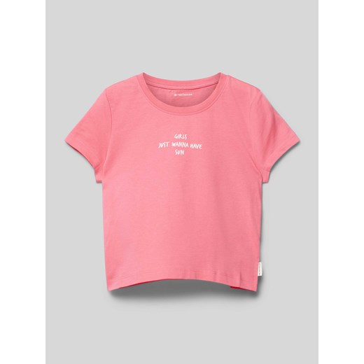 T-shirt z nadrukiem ze sloganem ze sklepu Peek&Cloppenburg  w kategorii Bluzki dziewczęce - zdjęcie 171944135
