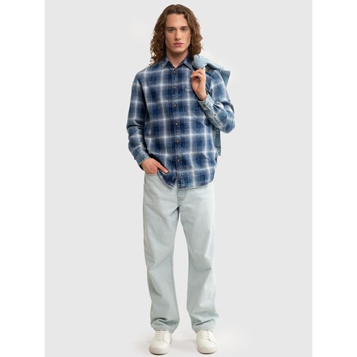 Koszula męska w kratę z linii Authentic niebieska Gersenis 402 ze sklepu Big Star w kategorii Koszule męskie - zdjęcie 171944538