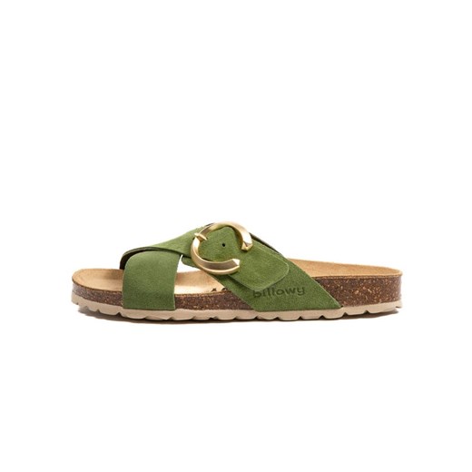 billowy Skórzane klapki w kolorze zielonym Billowy 39 wyprzedaż Limango Polska