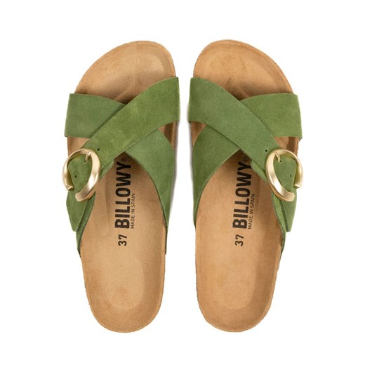 billowy Skórzane klapki w kolorze zielonym Billowy 38 promocyjna cena Limango Polska