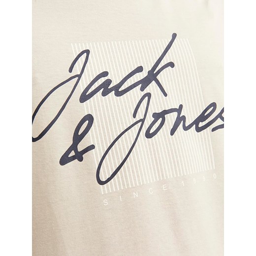 T-shirt męski beżowy Jack & Jones z krótkimi rękawami 
