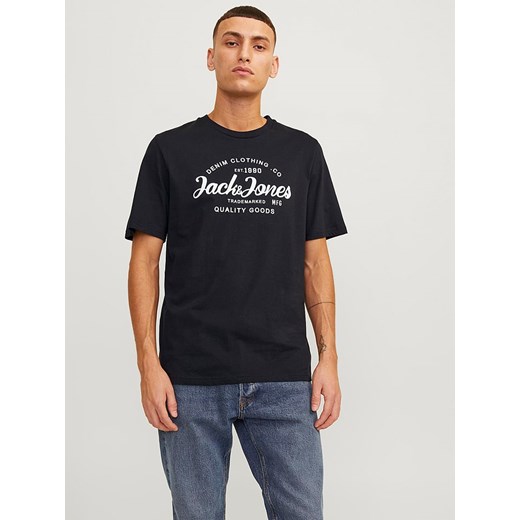 T-shirt męski czarny Jack & Jones z krótkim rękawem 