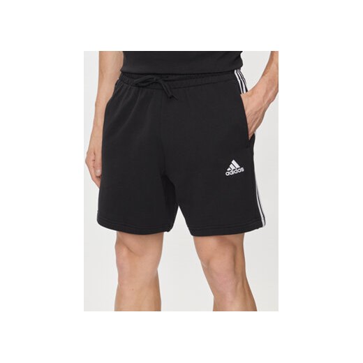 adidas Szorty sportowe Essentials French Terry 3-Stripes Shorts IC9435 Czarny Regular Fit ze sklepu MODIVO w kategorii Spodenki męskie - zdjęcie 171949377