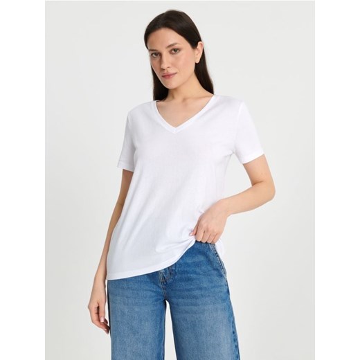 Sinsay - Koszulka bawełniana - biały ze sklepu Sinsay w kategorii Bluzki damskie - zdjęcie 171950077