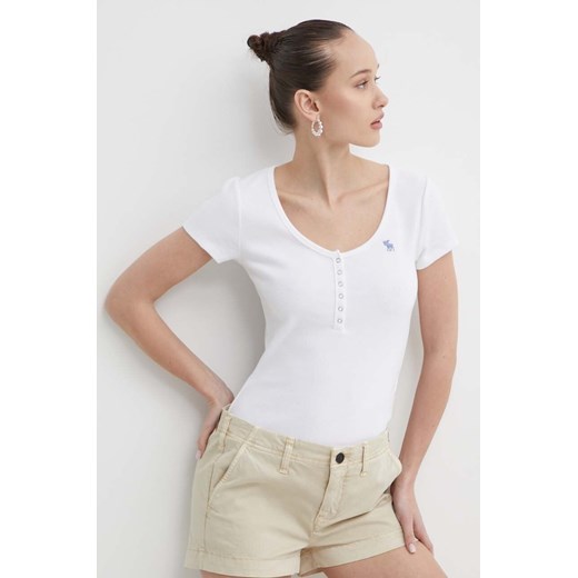 Abercrombie &amp; Fitch t-shirt damski kolor beżowy ze sklepu ANSWEAR.com w kategorii Bluzki damskie - zdjęcie 171950537