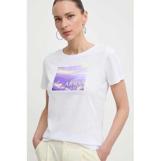 Armani Exchange t-shirt bawełniany damski kolor biały 3DYT55 YJ3RZ ze sklepu ANSWEAR.com w kategorii Bluzki damskie - zdjęcie 171951205