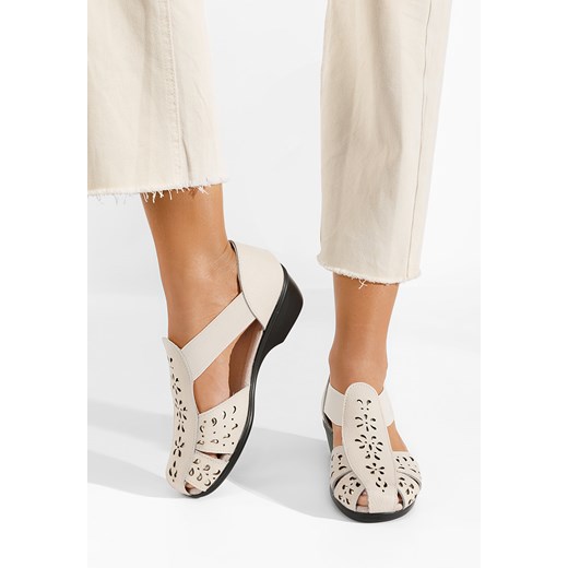 Beżowe sandały damskie skórzane Melona ze sklepu Zapatos w kategorii Sandały damskie - zdjęcie 171951418