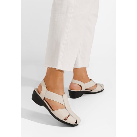 Beżowe sandały damskie skórzane Melona V4 ze sklepu Zapatos w kategorii Sandały damskie - zdjęcie 171951429