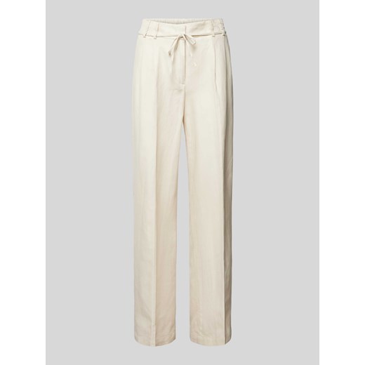 Spodnie z zakładkami w pasie o kroju regular fit z mieszanki bawełny i lnu ze sklepu Peek&Cloppenburg  w kategorii Spodnie damskie - zdjęcie 171952705