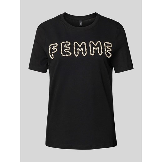 T-shirt z obszyciem perełkami model ‘NANNA’ ze sklepu Peek&Cloppenburg  w kategorii Bluzki damskie - zdjęcie 171952855