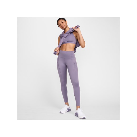 Damskie legginsy 7/8 z wysokim stanem i kieszeniami zapewniające mocne wsparcie Nike Go - Fiolet ze sklepu Nike poland w kategorii Spodnie damskie - zdjęcie 171953059