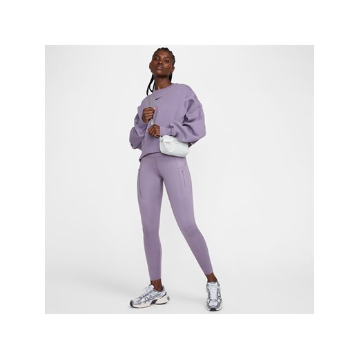 Damskie legginsy ze średnim stanem i kieszeniami o długości 7/8 zapewniające mocne wsparcie Nike Go - Fiolet ze sklepu Nike poland w kategorii Spodnie damskie - zdjęcie 171953069