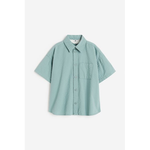 H & M - Popelinowa koszula z mieszanki zawierającej len - Turkusowy H & M 128 (7-8Y) H&M
