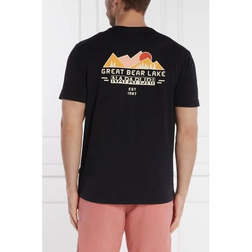 T-shirt męski Napapijri czarny z krótkim rękawem