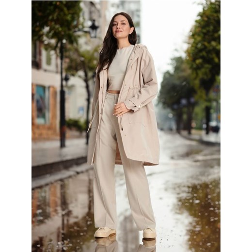 Sinsay - Kurtka parka z kapturem - beżowy Sinsay XL Sinsay
