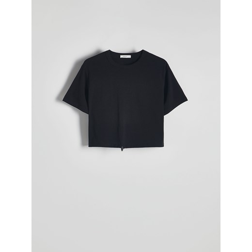 Reserved - T-shirt ze ściągaczem - czarny ze sklepu Reserved w kategorii Bluzki damskie - zdjęcie 171960748