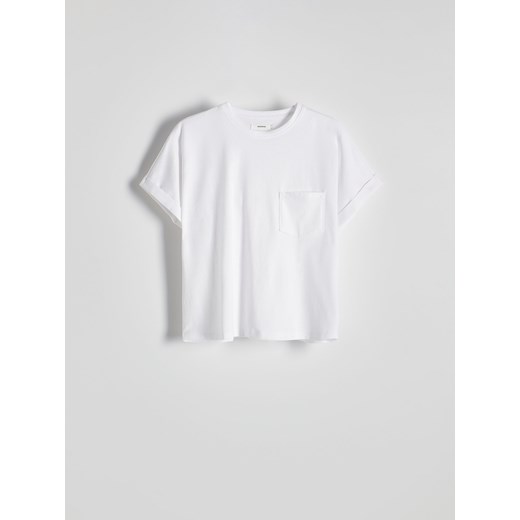 Reserved - T-shirt z bawełny - biały ze sklepu Reserved w kategorii Bluzki damskie - zdjęcie 171960838