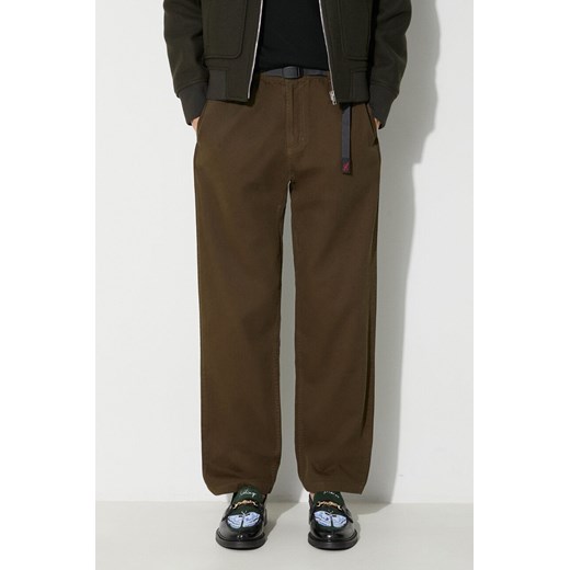 Gramicci spodnie bawełniane Gramicci Pant kolor brązowy proste ze sklepu PRM w kategorii Spodnie męskie - zdjęcie 171962148