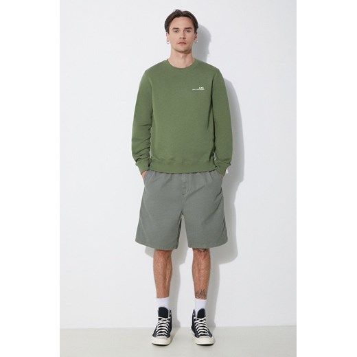 A.P.C. bluza bawełniana sweat item męska kolor zielony gładka COFBQ-H27608 XL PRM