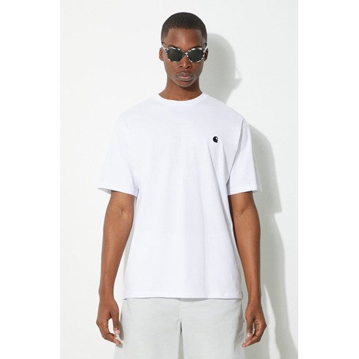 Carhartt WIP t-shirt bawełniany S/S Madison męski kolor biały gładki I033000.00AXX ze sklepu PRM w kategorii T-shirty męskie - zdjęcie 171962838