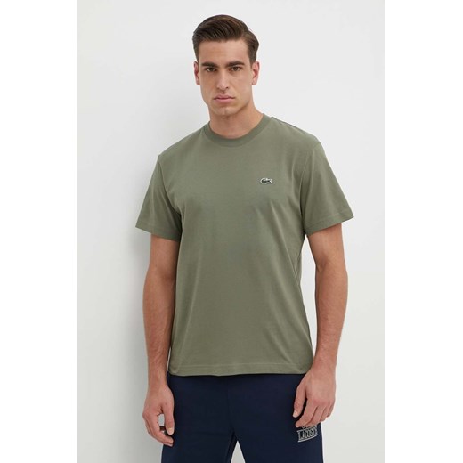 Lacoste t-shirt bawełniany męski kolor zielony gładki ze sklepu PRM w kategorii T-shirty męskie - zdjęcie 171962856