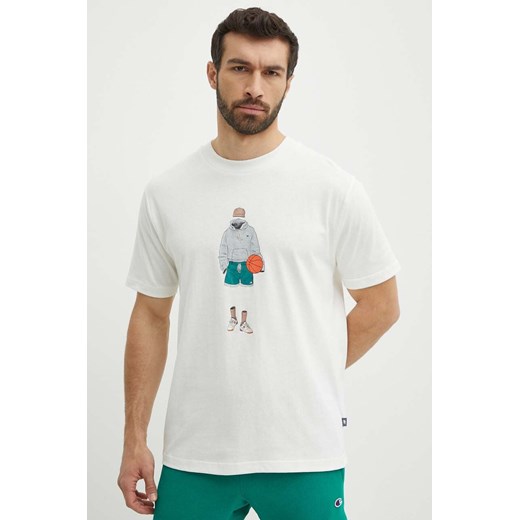 New Balance t-shirt bawełniany męski kolor beżowy z nadrukiem MT41578SST ze sklepu PRM w kategorii T-shirty męskie - zdjęcie 171962868