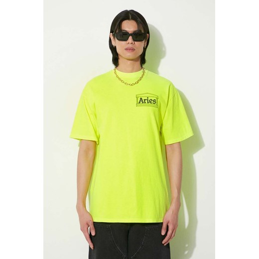 Aries t-shirt bawełniany Fluoro Temple SS Tee męski kolor żółty z nadrukiem SUAR60000X ze sklepu PRM w kategorii T-shirty męskie - zdjęcie 171962888