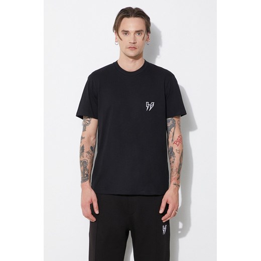 Neil Barrett t-shirt bawełniany Slim Double Bolt męski kolor czarny z aplikacją MY70218R-Y523-001N ze sklepu PRM w kategorii T-shirty męskie - zdjęcie 171962916