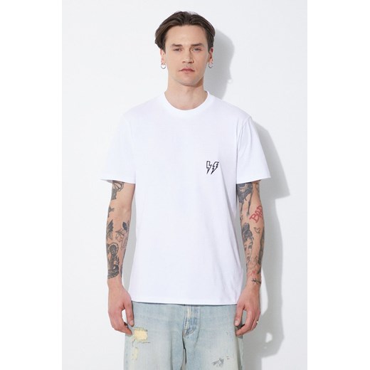 Neil Barrett t-shirt bawełniany Slim Double Bolt męski kolor biały z aplikacją MY70218R-Y523-100N ze sklepu PRM w kategorii T-shirty męskie - zdjęcie 171962918