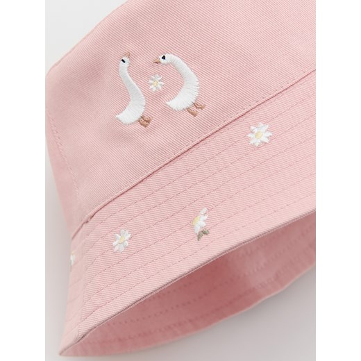 Reserved - Bucket hat z haftem - pastelowy róż Reserved 3-5 lat Reserved