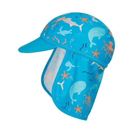 Playshoes Czapka w kolorze niebieskim z osłoną karku ze sklepu Limango Polska w kategorii Czapki dziecięce - zdjęcie 171979348