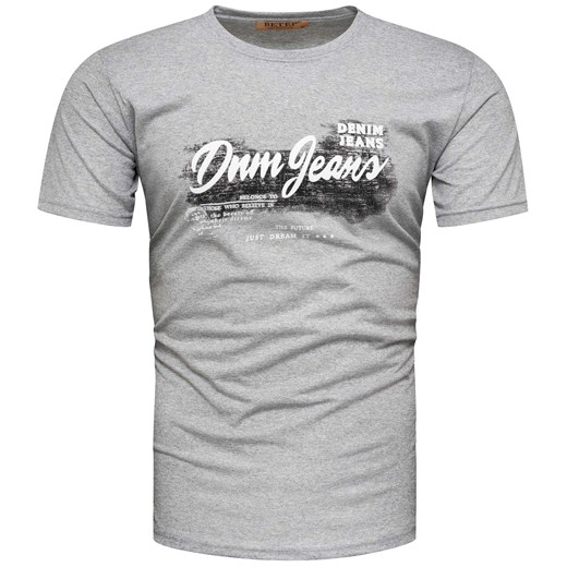 Koszulka męska t-shirt z nadrukiem szary Recea ze sklepu Recea.pl w kategorii T-shirty męskie - zdjęcie 171979568