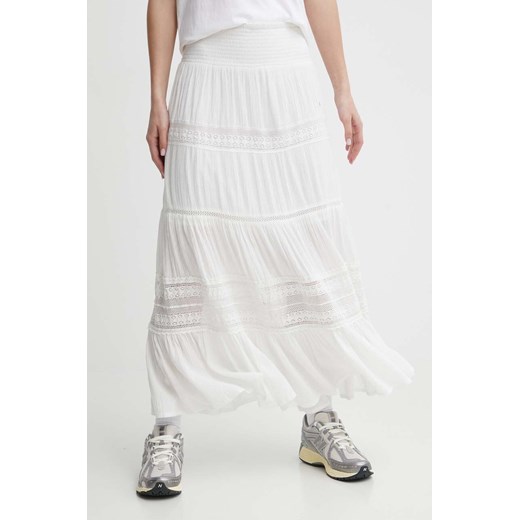 Superdry spódnica kolor biały maxi rozkloszowana ze sklepu ANSWEAR.com w kategorii Spódnice - zdjęcie 171981565