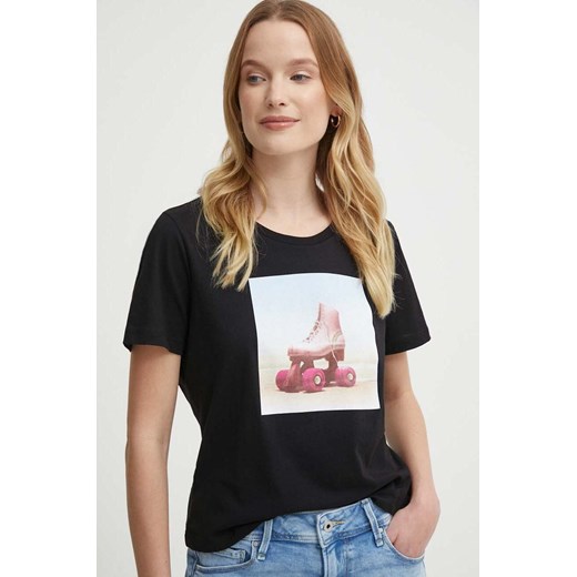 Sisley t-shirt bawełniany damski kolor czarny ze sklepu ANSWEAR.com w kategorii Bluzki damskie - zdjęcie 171981708