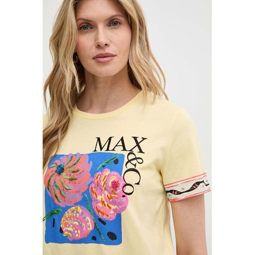 MAX&amp;Co. t-shirt bawełniany damski kolor żółty 2416971024200 M ANSWEAR.com