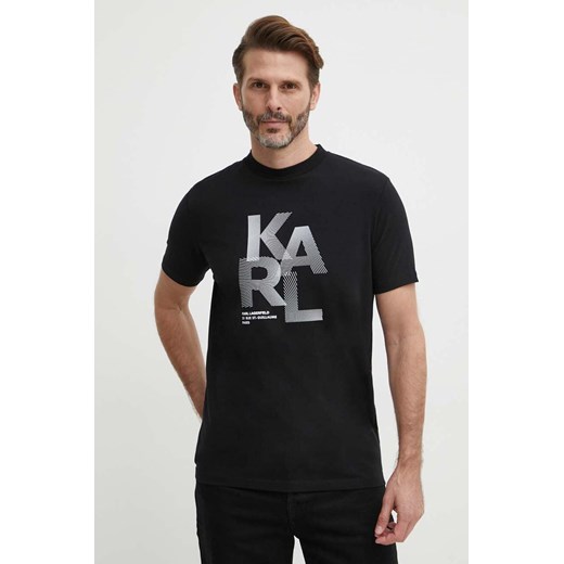 Karl Lagerfeld t-shirt męski kolor czarny z nadrukiem 542221.755037 ze sklepu ANSWEAR.com w kategorii T-shirty męskie - zdjęcie 171981816