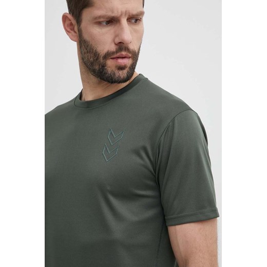 Hummel t-shirt treningowy Active kolor zielony gładki 224493 ze sklepu ANSWEAR.com w kategorii T-shirty męskie - zdjęcie 171981826